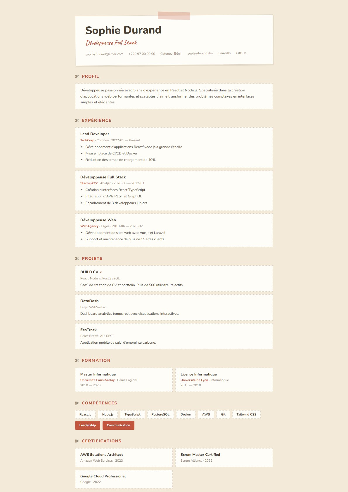 Modèle de CV Kraft