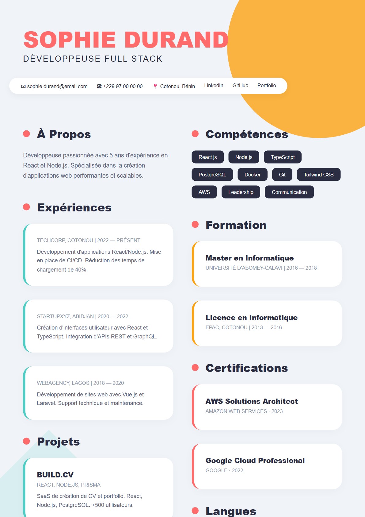 Modèle de CV Marketing Pro