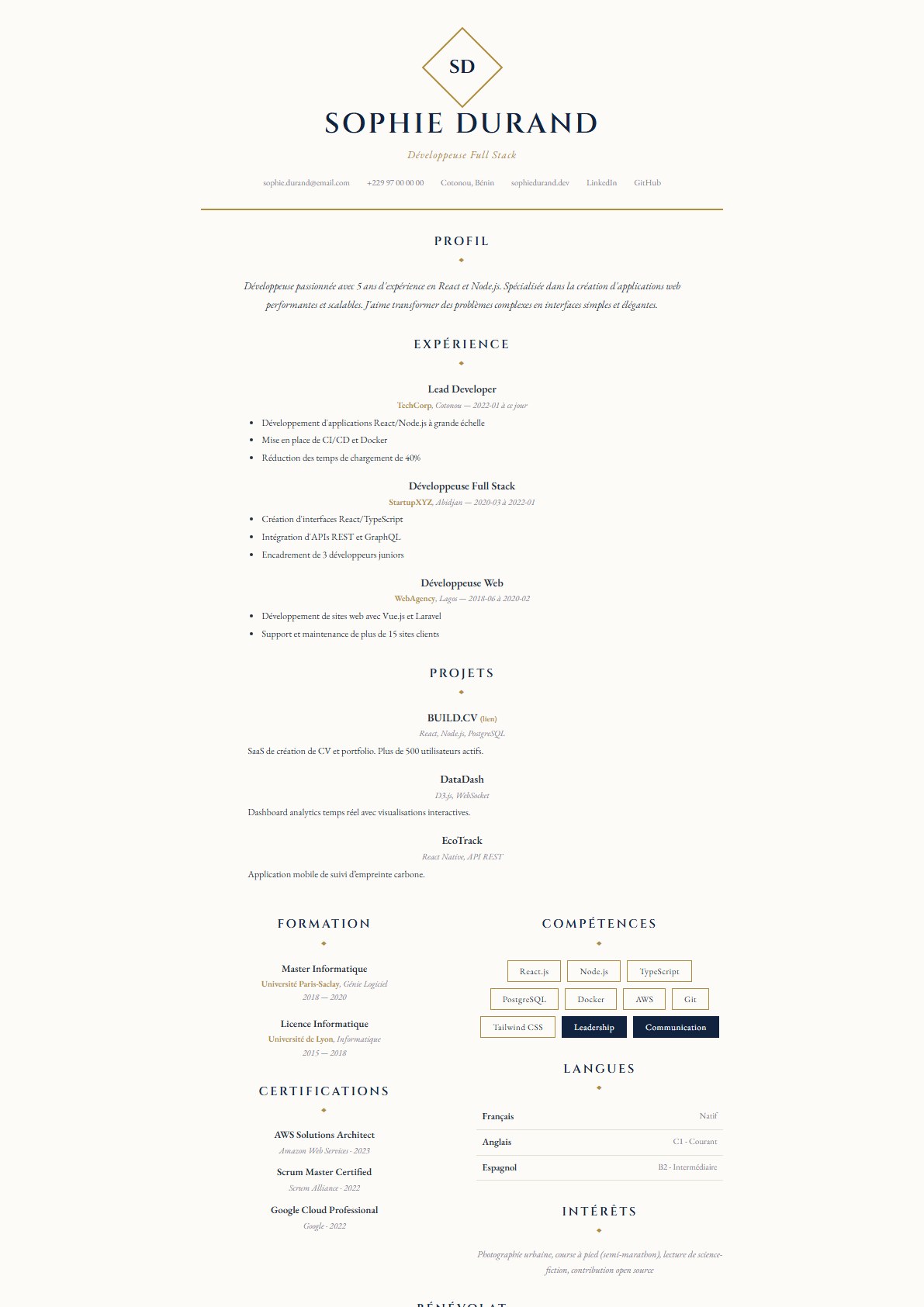 Modèle de CV Royal
