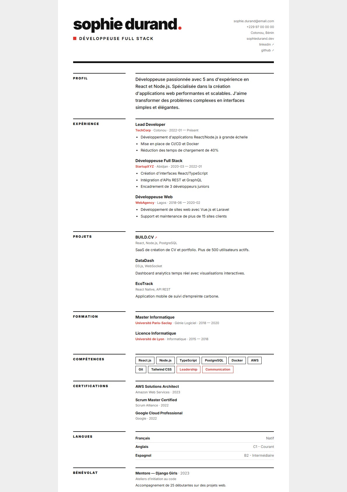 Modèle de CV Swiss