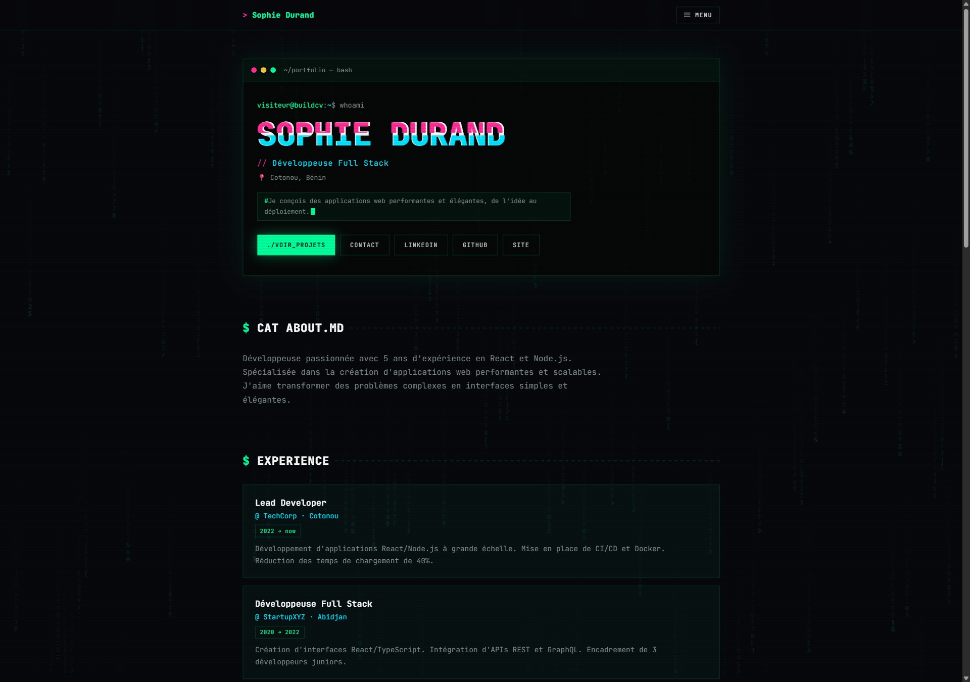 Modèle de portfolio Cyberpunk