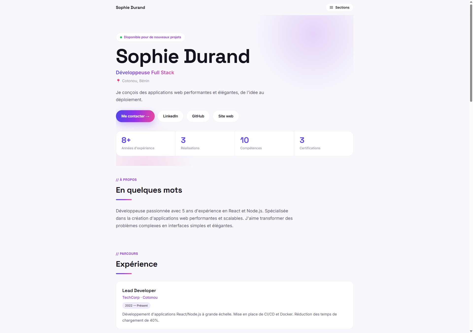 Modèle de portfolio Electric