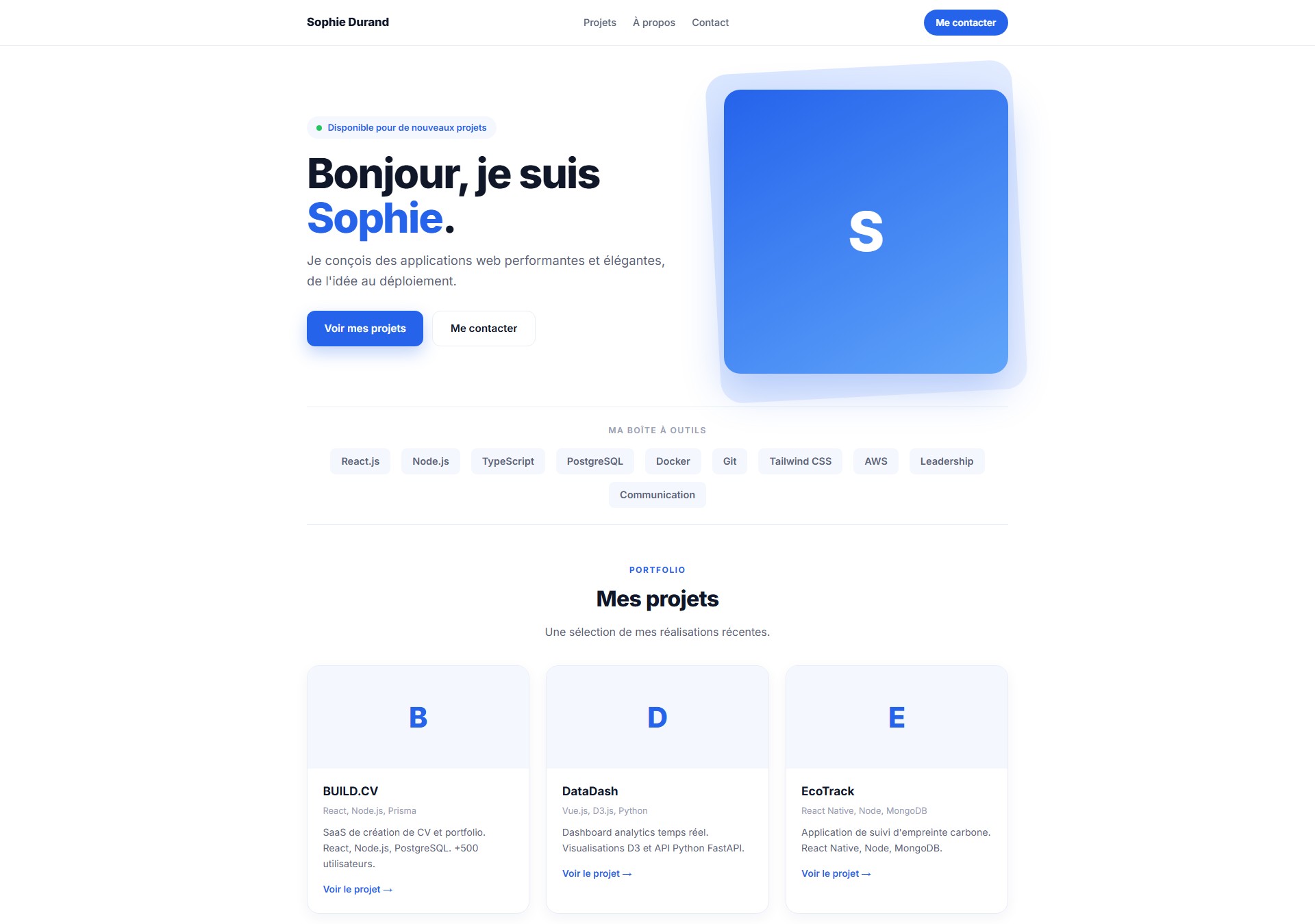 Modèle de portfolio Landing Page