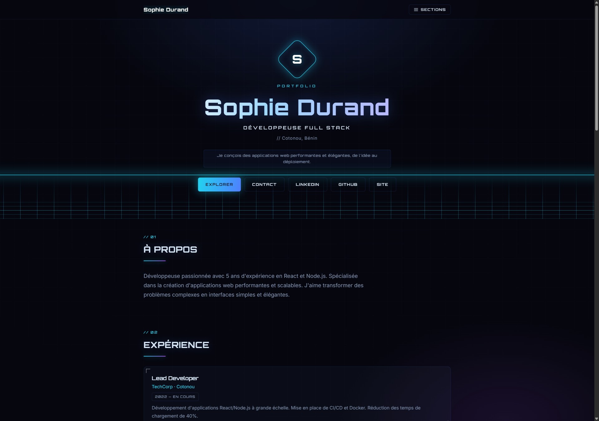 Modèle de portfolio Futuriste