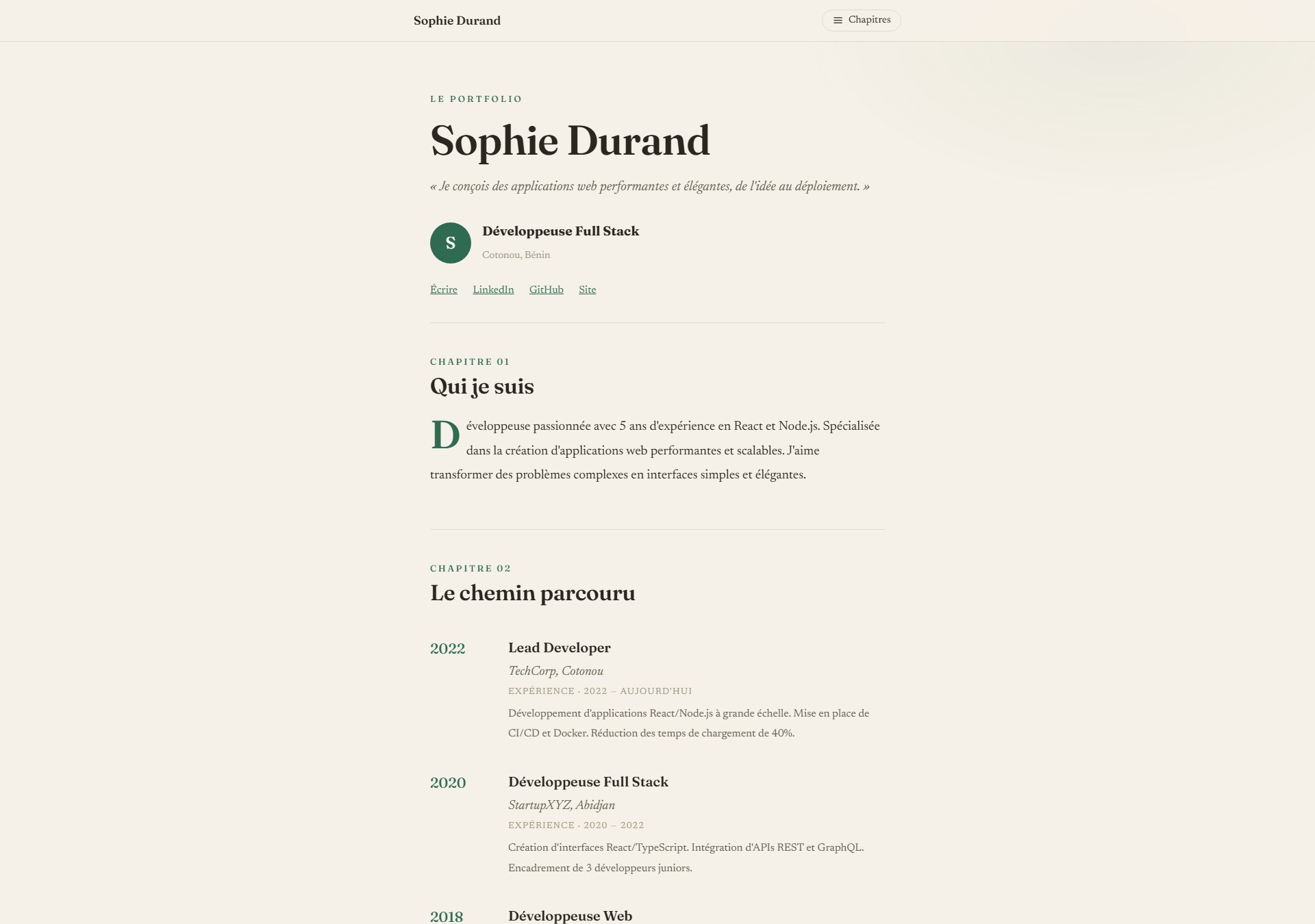 Modèle de portfolio Storytelling